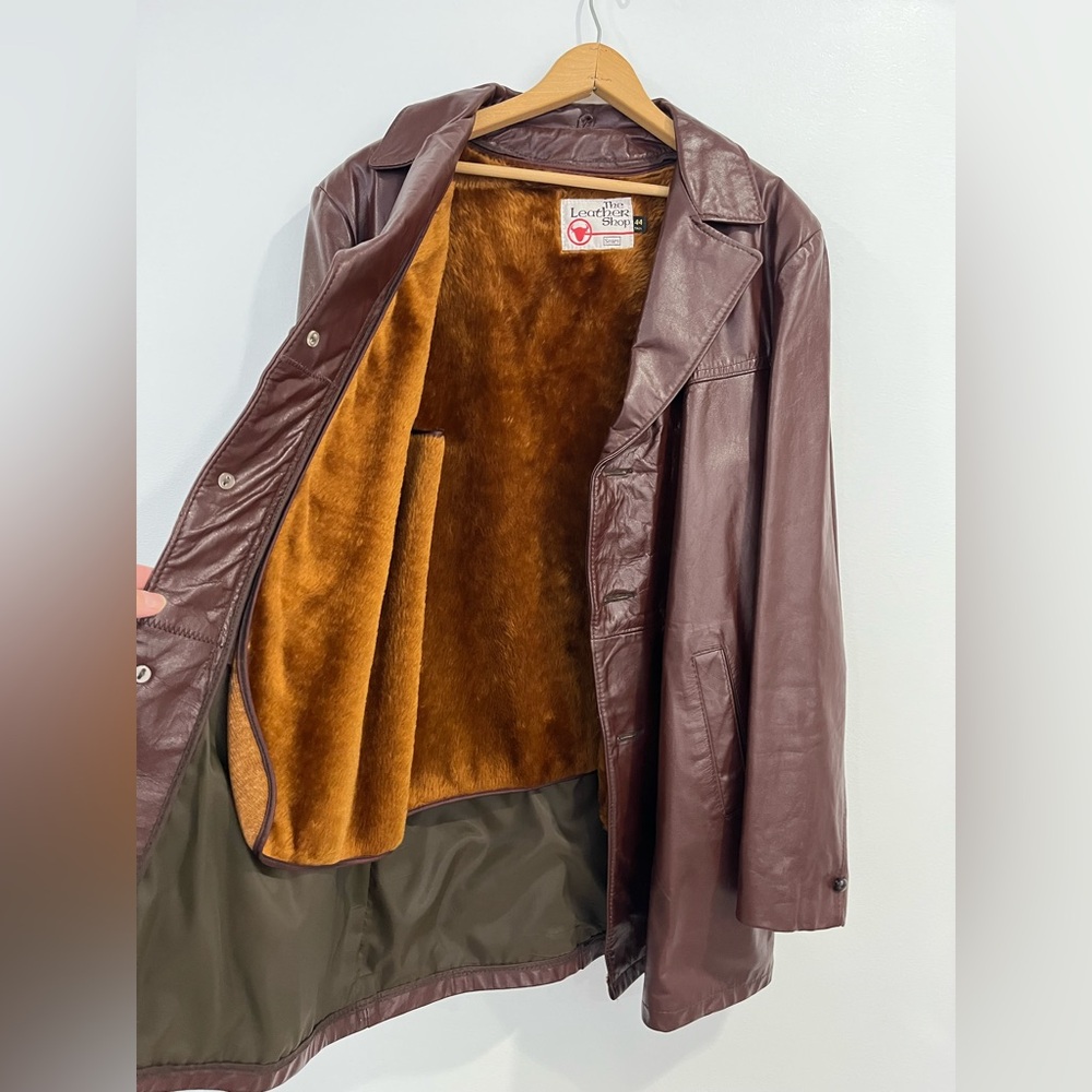 Vintage Sears Leather Shop Mens Brown Leather Jacket 44 Tall - Picture 3 of 6